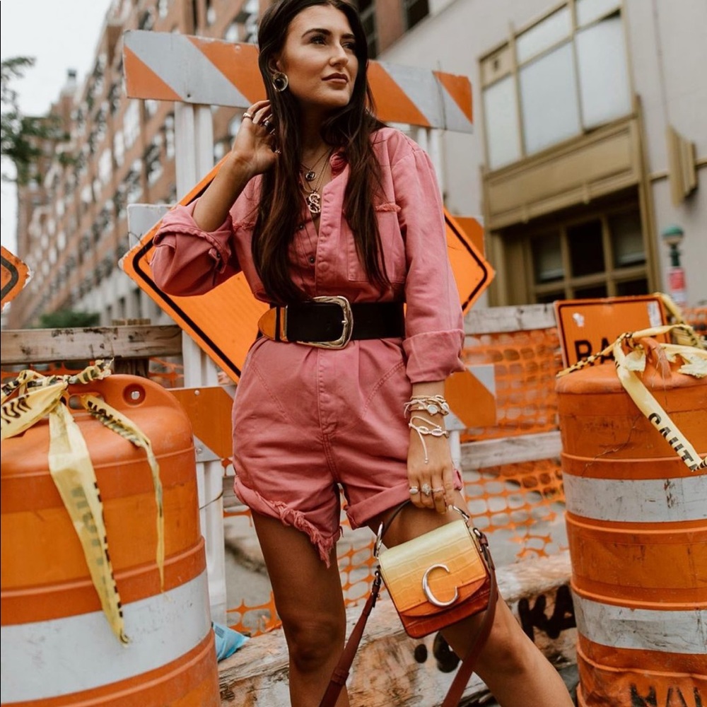 One Teaspoon Hot Pink prophecy jumpsuit Denim Romper